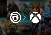 Ubisoft and Xbox logos displayed over a collage of video game artwork