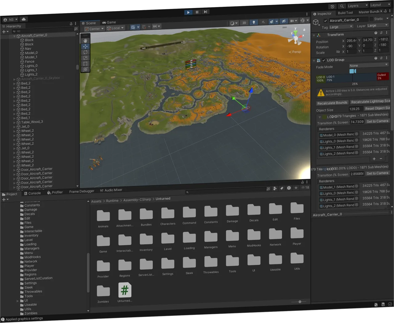 Unturned's Russia map inside the Unity scene editor