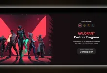 VALORANT Partner Program page showing agents and a coming soon application notice