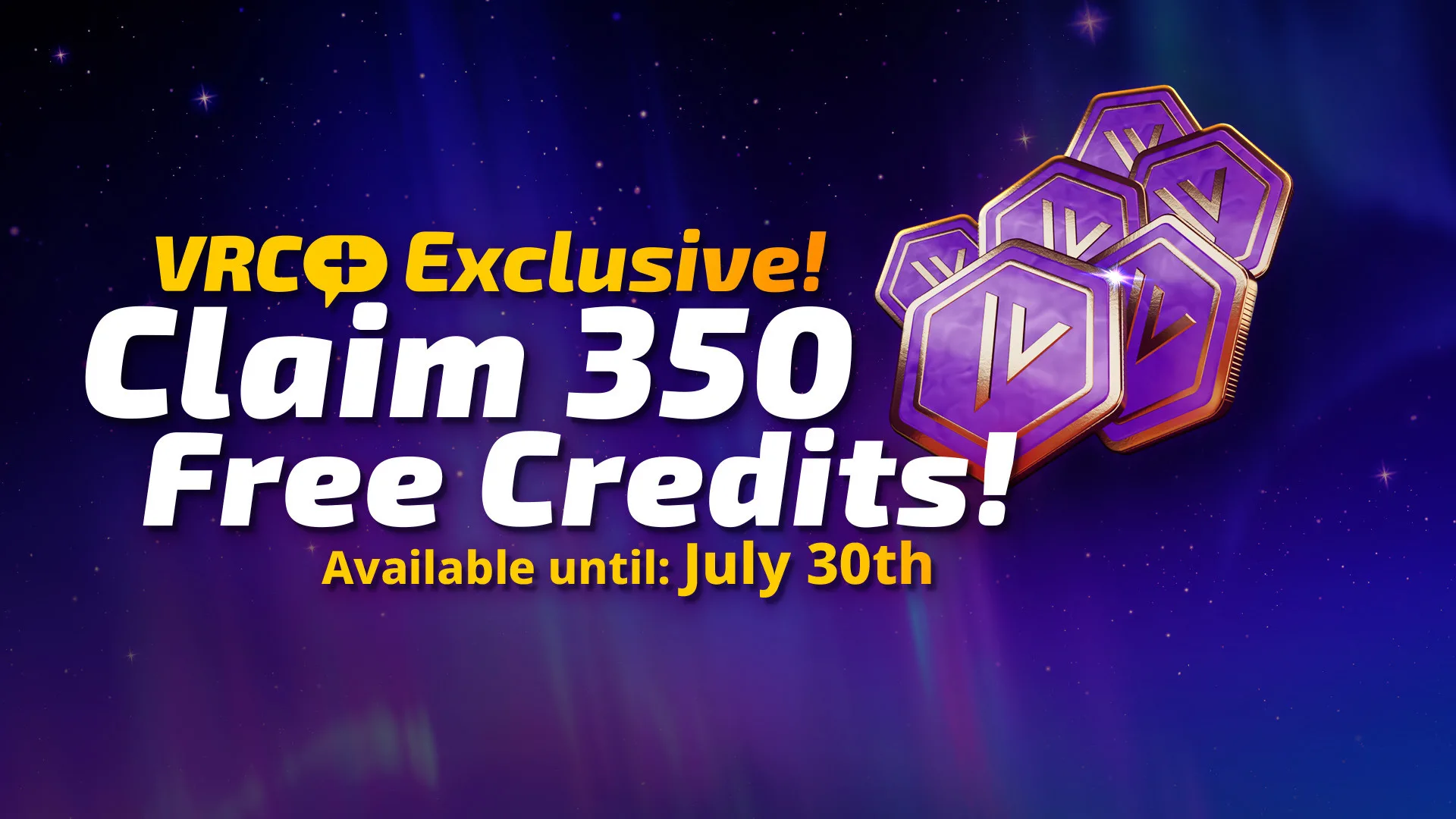 VRChat VRC+ exclusive promotion for 350 free credits
