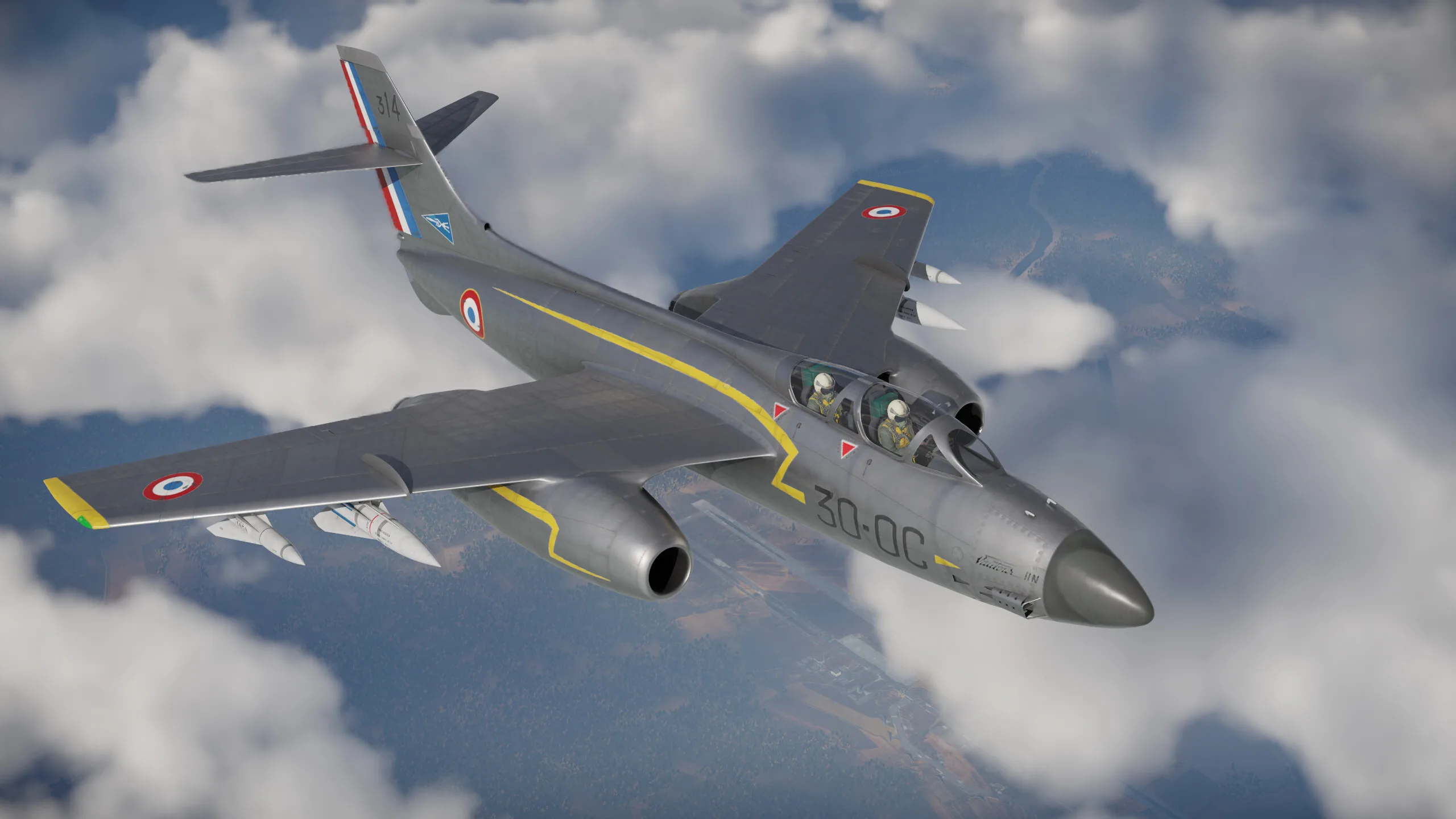 S.O.4050 Vautour IIN flying above the clouds