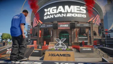 Skateboarder standing in front of the X Games San Van 2026 venue in skate.