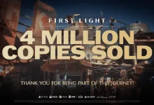 007 First Light promotional graphic showing James Bond above the text “4 MILLION COPIES SOLD.”