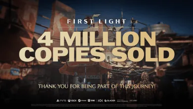 007 First Light promotional graphic showing James Bond above the text “4 MILLION COPIES SOLD.”