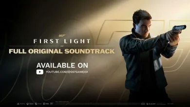 Young James Bond aims a pistol in a 007 First Light graphic announcing the full original soundtrack on YouTube.