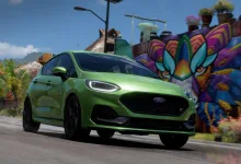 Green 2023 Ford Fiesta ST driving through Horizon Mexico in Forza Horizon 5