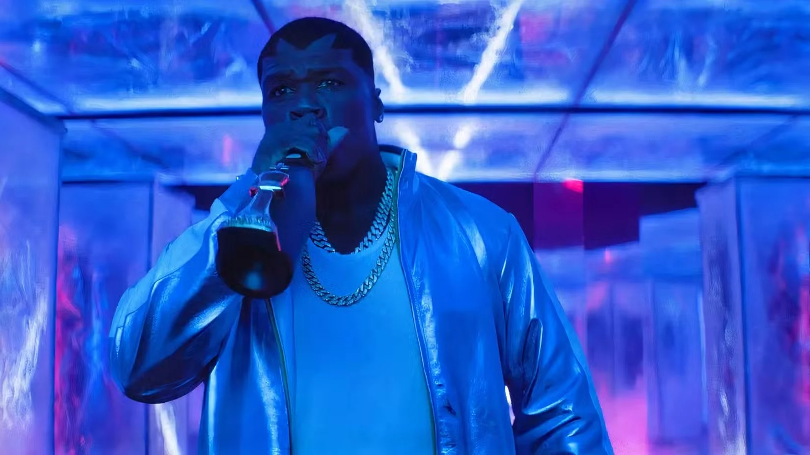 50 Cent in blue lighting