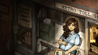 Illustrated pregnant woman seated inside a toll booth in 1998: The Toll Keeper Story