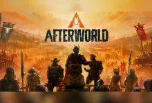 Afterworld artwork showing survivors facing a post-apocalyptic settlement