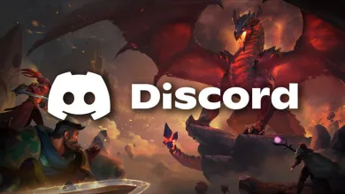 Albion Online characters face a red dragon beneath a large Discord logo
