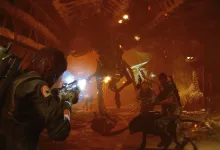 Marines fight a Xenomorph in an industrial environment in Aliens: Fireteam Elite
