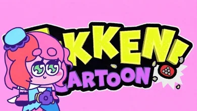 Cartoon image of Alisa beside the TEKKEN! CARTOON logo.