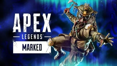 Apex Legends artwork showing a masked Legend beside the Apex Legends logo and the word “Marked.”