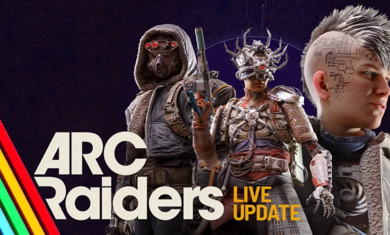 Three ARC Raiders characters shown in official Live Update artwork.
