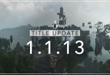 Assassin's Creed Shadows Title Update 1.1.13 graphic over a mountainous landscape