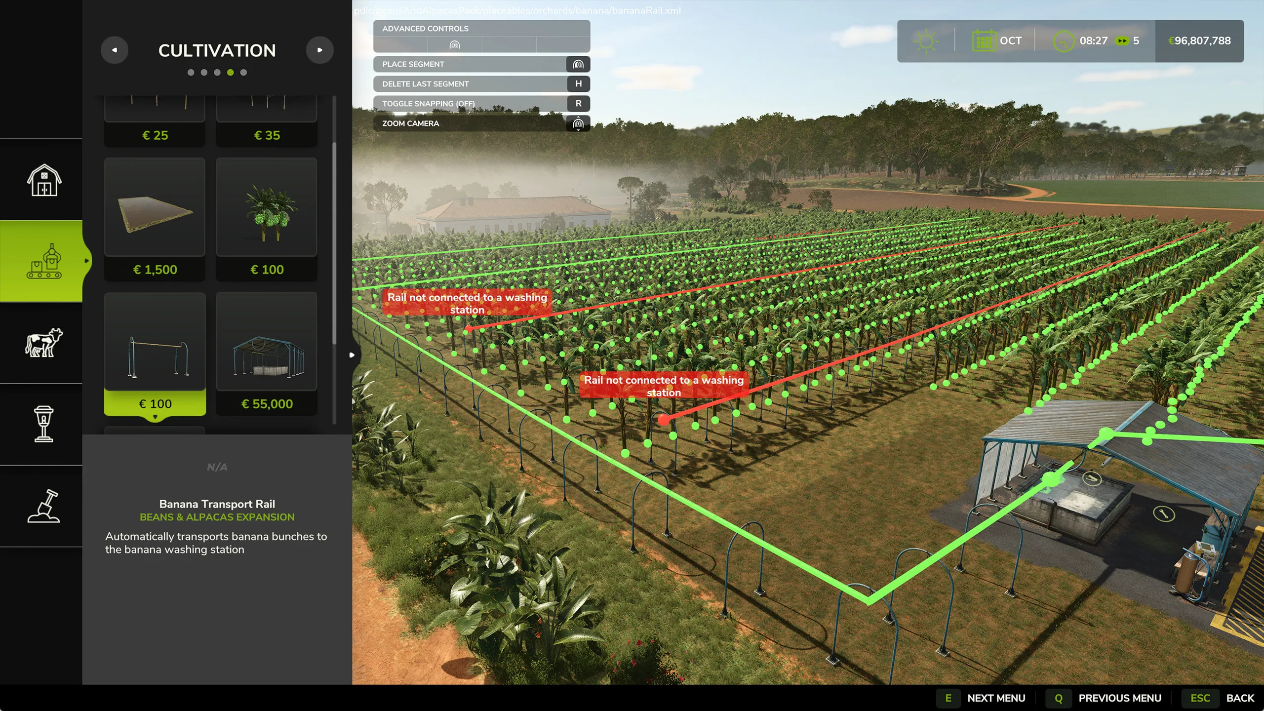 Banana plantation layout in Farming Simulator 25