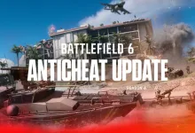 Battlefield 6 Season 4 anticheat update artwork showing a tank and soldiers in a tropical combat setting