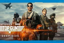 Battlefield 6 Top Gun Deep Dive artwork showing four soldiers with fighter jets in the background