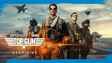 Battlefield 6 Top Gun Deep Dive artwork showing four soldiers with fighter jets in the background