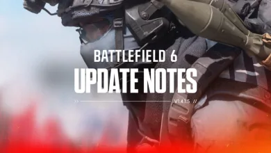 Battlefield 6 soldier beside the text Update Notes v1.4.1.5
