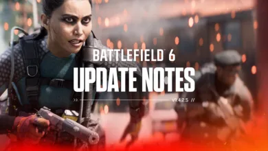 Battlefield 6 soldier holding a rifle beside the words Update Notes and v1.4.2.5