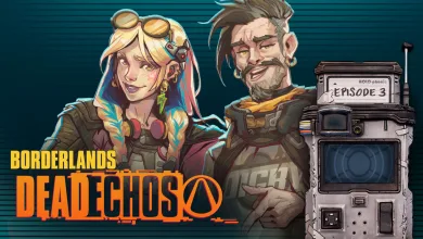 Illustration of Watts and Junie beside a recorder labeled Episode 3, with the Borderlands: Dead ECHOs title