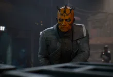 Darth Maul sits across a table in a dimly lit Star Wars Zero Company scene.
