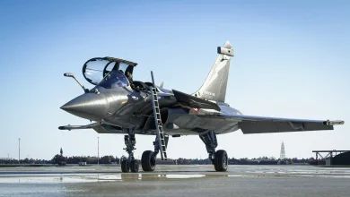 Dassault Rafale C parked on a runway with its cockpit canopy open