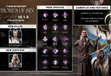 Dead by Daylight 10.1.0 PTB artwork showing The Judgment, Aurora, perk updates, and gameplay features