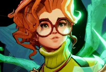 Stylized red-haired character wearing glasses and a green scarf in Deadlock artwork