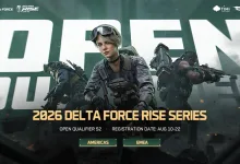 Official Delta Force Rise Series graphic showing three operators with text for the 2026 Open Qualifier Season 2 and registration dates August 10–22