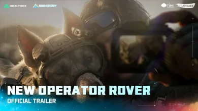 Delta Force operator Rover beside his four-legged partner in the official trailer artwork