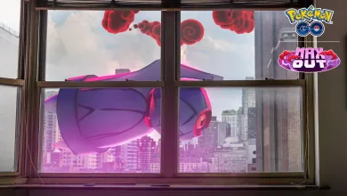Dynamax Beldum visible outside a city window in Pokémon GO