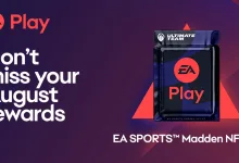 EA Play graphic showing an August rewards pack for EA SPORTS Madden NFL 27