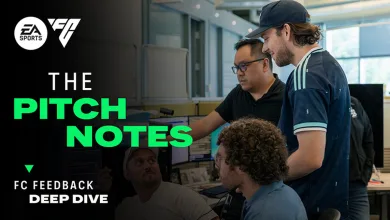 EA SPORTS FC 27 FC Feedback Deep Dive graphic showing developers discussing the game in an office
