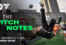 EA SPORTS FC 27 artwork showing a player performing a bicycle kick on a small-sided pitch in The Grounds