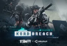 Escape from Tarkov soldiers with Kord Breach Season 1 and GearUP collaboration branding