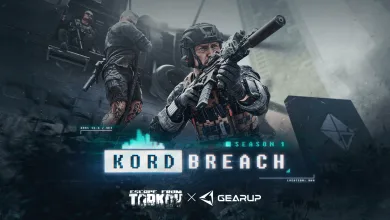 Escape from Tarkov soldiers with Kord Breach Season 1 and GearUP collaboration branding