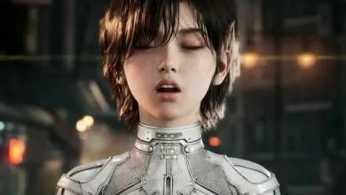 Close-up of Evie wearing a white futuristic outfit in Stellar Blade: Blood Rain