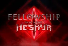 Fellowship: Rise of the Heskyr logo over a glowing red crystal