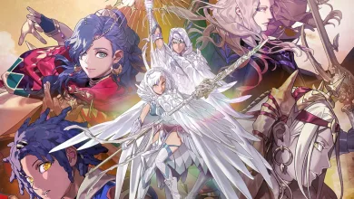 Illustration of multiple fantasy warriors from Fire Emblem: Fortune's Weave