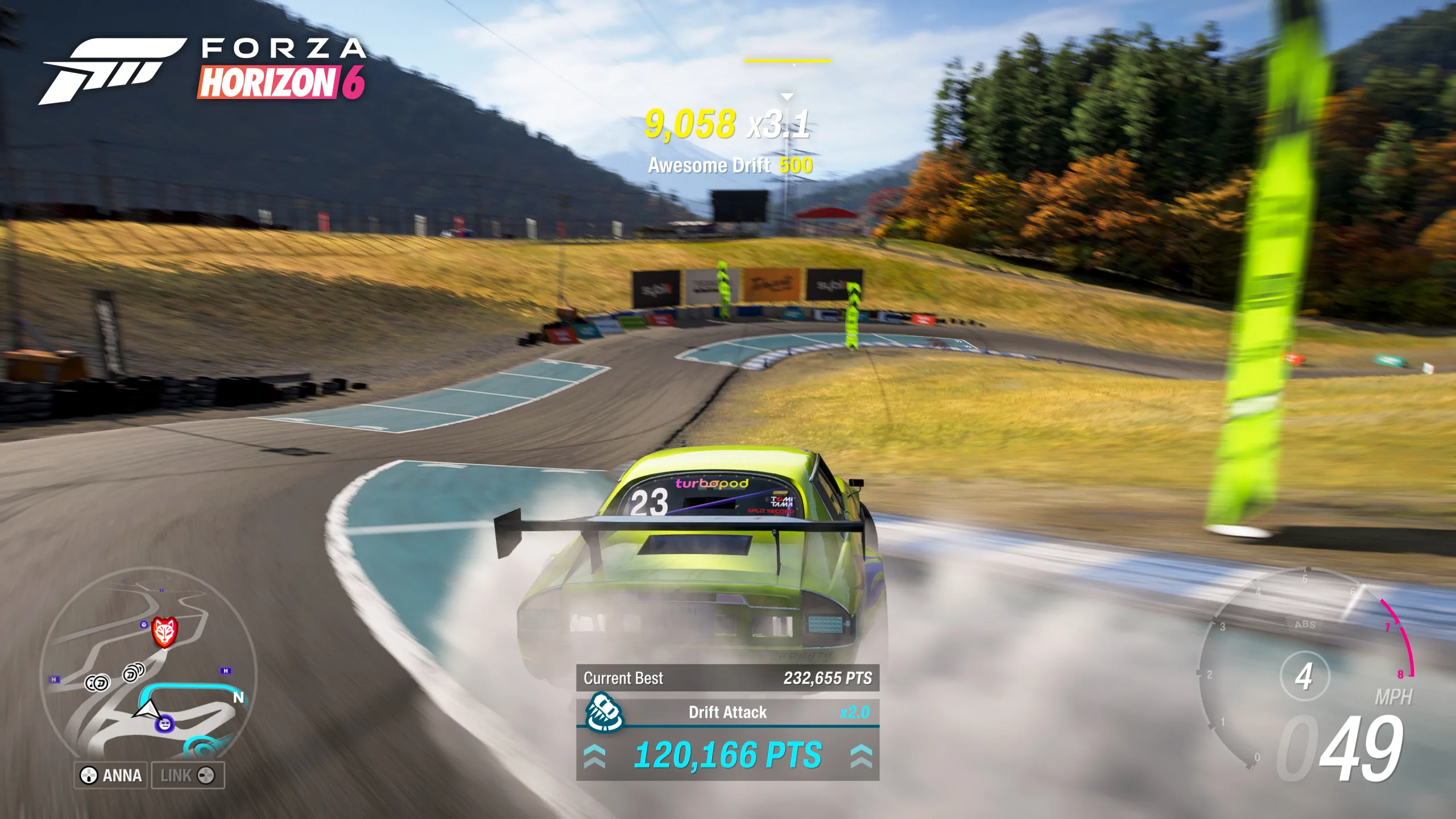 Forza Horizon 6 car drifting through the Shimanoyama Circuit