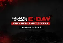 Gears of War: E-Day Open Beta Early Access graphic labeled Known Issues