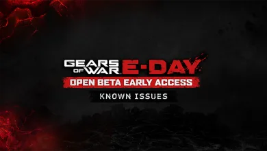 Gears of War: E-Day Open Beta Early Access graphic labeled Known Issues