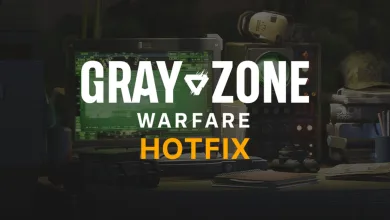 Gray Zone Warfare HOTFIX graphic displayed over a computer setup