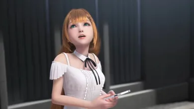 Kingdom Hearts 4 character in a white outfit holding a smartphone