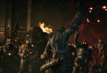 Locust enemies attack during the Gears of War: E-Day campaign