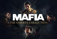 Official Mafia: The Omertà Collection artwork showing four suited crime-game protagonists against a dark background.