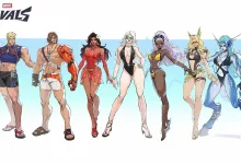 Marvel Rivals characters wearing the new Summer Festival swimsuit costumes