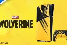 Marvel’s Wolverine Battle Yellow PS5 console and matching DualSense controller